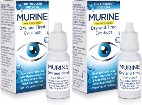 Murine Dry & Tired Eye Relief Eye Drops with a Triple Action Formula that Hydrate, Refresh and Relieve Dry or Tired Eyes, New Formulation,15ml (Pack of 2)