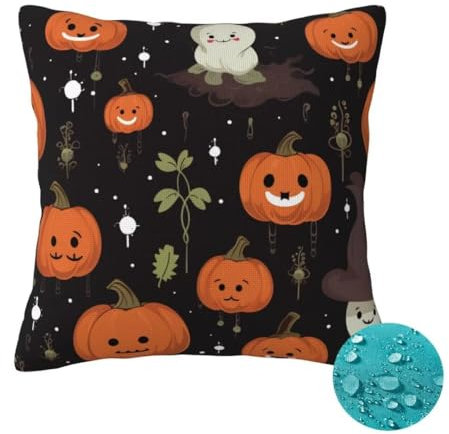 Outdoor Kissen Wetterfest 2 Stück Orange Kissenbezug 30x30 cm, Sommer Gartenkissen Deko Outdoor Sitzkissen Wetterfest, Kissenbezüge Kürbis Outdoorkissen für Balkon Terrasse Patio Garten Deko -OZ418