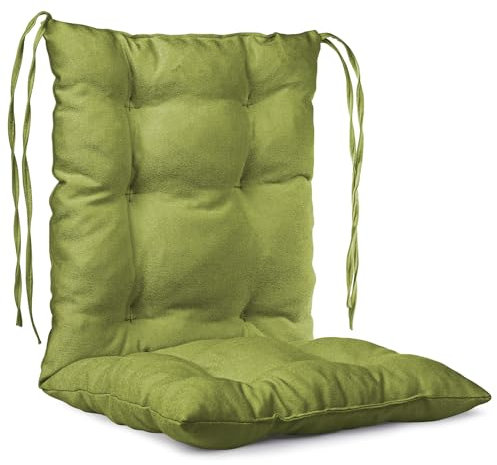 Mg Design Stuhlkissen 50 x 100 cm Sitzkissen grün - Gartenstühle Sitzauflagen aus Polsterstoff, mit weicher Füllung, mit Schnüren zum Binden - Niedriglehner Auflagen