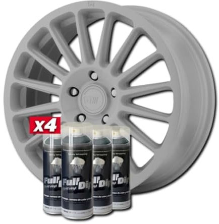 AutoFullCar - Pack Llantas Vinilo Líquido FULL DIP - 4 Sprays - 400 ml. Unidad - Acabado Mate - Válido Para Llantas De 15 a 18 Pulgadas (NARDO GREY)