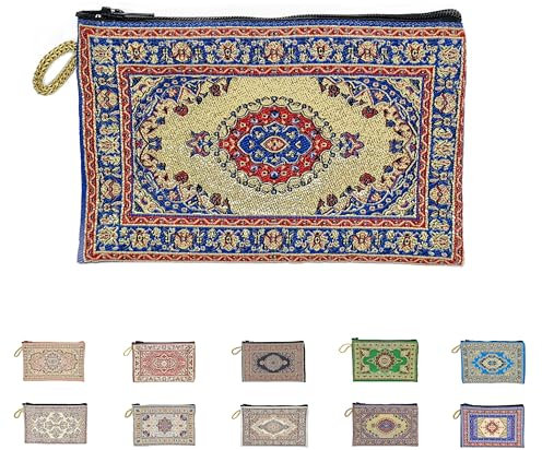 Emay - Kulturbeutel klein Orientalisch Etui Kosmetiktasche Reisen Geldbörse Damen (Blau 1)
