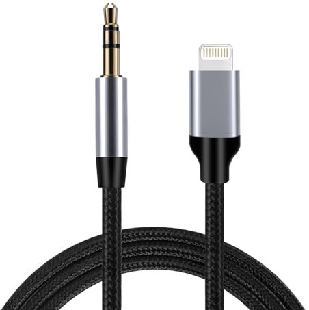 Wonvify Câble Audio DAC Auxiliaire Voiture Light vers Jack 3,5mm Stéréo, 1,5M, Compatible avec Phone 14/13/12/11/XS/XR/8/7/Pad