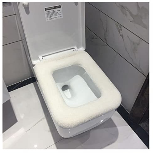 FHIASTGL WC-Sitz Badezimmer-Toilettensitzbezug, quadratisch, Winter, waschbar, wärmer, Toilettendeckel, Kissen, Deckel, Wohnkultur, Toilettensitzbezug(Wit)