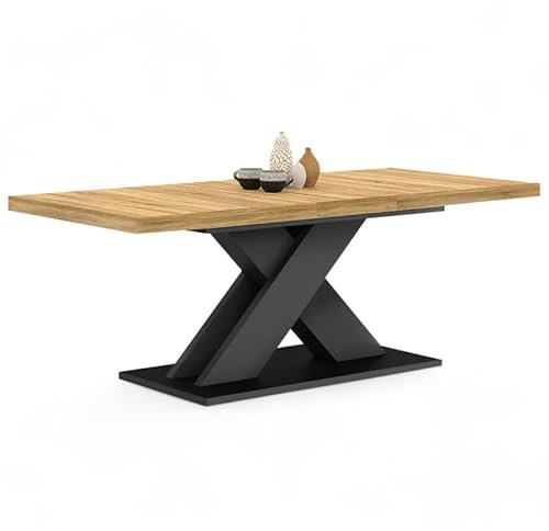 IDMarket - Table à Manger Extensible Rectangle Alicia 6-10 Personnes Bois et Noir 160-200 cm