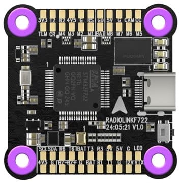 Radiolink F722 Flight Controller Open Source Betaflight 8 Kanäle FC, integriertes OSD, Digitale Übertragung FPV und SBUS/CRSF Unterstützung für Renndrohne, Quadcopter, Flugzeug