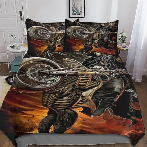 AAPZY Gothic Totenkopf Bettwäsche - Bettbezug Sheets Mit Kissenbezug, Mikrofaser Bettbezüge Set 2teilig Mit Reißverschluss Atmungsaktiv Erwachsene Kinder Single (135x200cm)