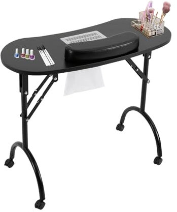 Manucure Prothésiste Ongulaire 220-240 V avec Aspirateur - Table Onglerie Professionnel - Noir
