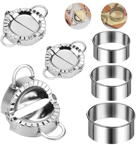 6 Stück Edelstahl Dumpling Maker, Edelstahl Knödel Ravioliformer Set, Ravioli Former Dumpling Maker, Edels-tahl Ravioli Ausstecher, Ravi-oli Dump-ling Former, 3 Größen für Dump-ling Küchenzubehör