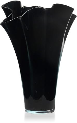 Colorlites Espezo Glassware - Luxury Large Flower Neck Vase with a Black Decoration