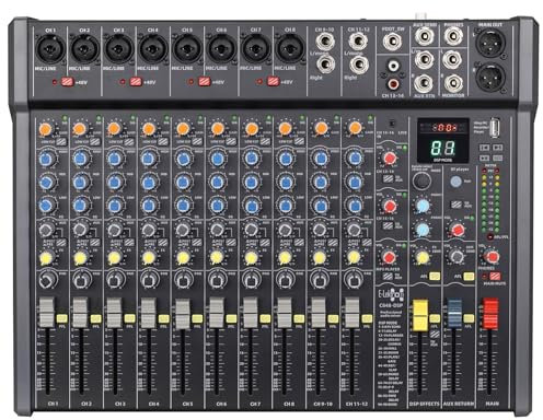 E-Lektron C848-DSP Live Mischpult 8-Kanal + Stereo AUX, BLuetooth, MP3 USB-Interface und Effekt-Prozessor (C848-DSP)