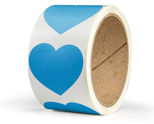 Herz Aufkleber zum Beschriften – 50 Sticker in Herzform – 6 x 5,5 cm groß – selbstklebende Herz Etiketten auf Rolle – für Geschenke zu Valentinstag, Muttertag, Geburtstag, Hochzeit - BLAU