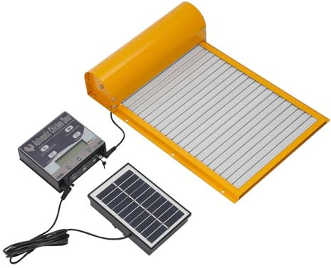 Automatische Hühnerklappe Solar mit Bedienfeld, Hühnertür Elektrische HühnerklappeTüröffner mit Fernbedienungs/Manueller/Timer/Lichtsensor-Modus für Geflügel (Gelb)