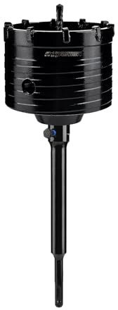 Mollom (82mm | 3-1/4) Kit di seghe a tazza per cemento con gambo SDS Plus da 220mm e punte guida a croce, per uso su muratura, mattoni, cemento, pietra e pareti