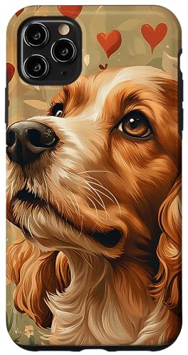 Cocker Spaniel Hund Blumen mit Herzen rund um Boho Grafik Hülle für iPhone 11 Pro Max