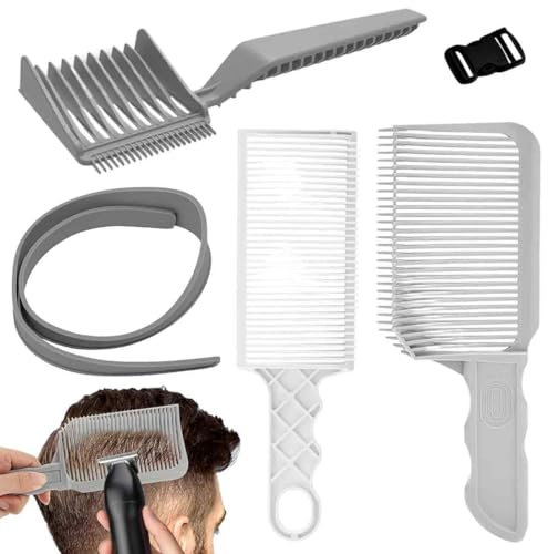 4 Pièces Set Haircut de Cheveux, Peignes Pochoir de Coupe de Cheveux, Pochoir de Transition, Peignes de Coiffure, Bande de Coupe de Cheveux Incurvée, pour Adultes, Homme et Enfants DIY