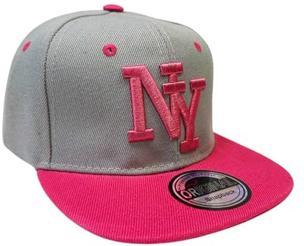 Jeamis Kids NY USA Casquette de baseball, unisexe, pour débutant, style hawaïen, culte, pour garçon et fille, NY Gris Rose, taille unique