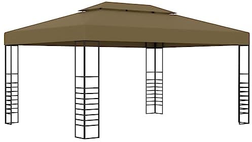 Massbinet Pavillon 3x4 m Pavillon für Garten, Terrassen Taupe 180 g/m²