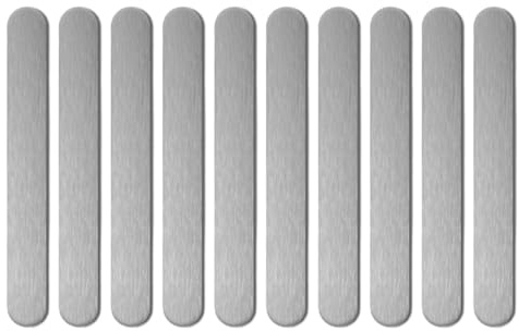 Pack of 10 Metal Plates Self-Adhesive Set, 0.4 mm Metal Plate for Magnets Thin Steel Rectangles Silver Metal Plate for Magnets Car Accessories Mobile Phone Mobile Phone Holder Car