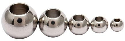 Perlen mit großem Loch, 50 Stück Edelstahl-Hohlkugeln mit großem Loch, runde Kugeln, mehrere Größen(Silver-6mm With 3.5mm Hole)