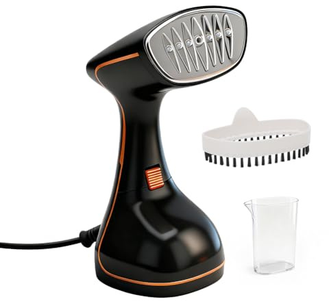 Steamer Dampfglätter 1640W, 320ML Steamer Wassertank Dampfbürste Faltenentferner, 25 Sekunden Aufheizzeit, 18 Min. Steamen, Hand Held Steam Iron & Go, für Zuhause, Büro, Reisen (Schwarz)