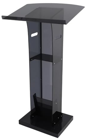 HPDTZ Podium Pult Ständer aus Acryl Platte 60 x 45 cm Leseplattform Höhe 110 cm Tragfähigkeit 30 kg Sockel 45 x 35 cm Ablage für Konferenzraum Klassenzimmer Kirche