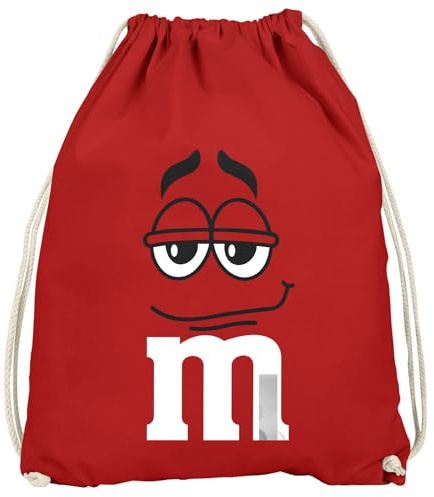 MoonWorks® Turnbeutel - M mit Gesicht - Accessoires Fasching Karneval Gadgets Spruch lustig Faschingsartikel Tasche Gymbag Rot unisize