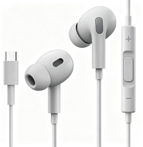 USB C Kopfhöfer mit Kabel In-Ear Type C Kopfhörer für iPhone 17 16 15 Pro | mit integriertem Mikrofon und Lautstärkeregelung Ohrhörer USB Typ C kopfhörer für Samsung Galaxy S26 25 24 S23