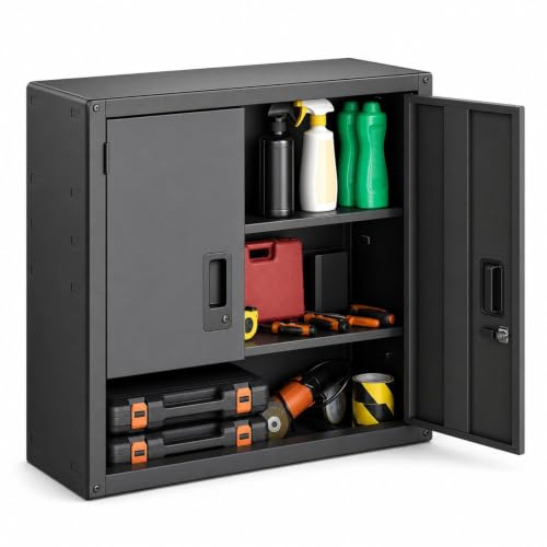 Armoire Murale en métal avec Porte verrouillable pour Garage, Atelier, sous-Sol, Cuisine et entrepôt