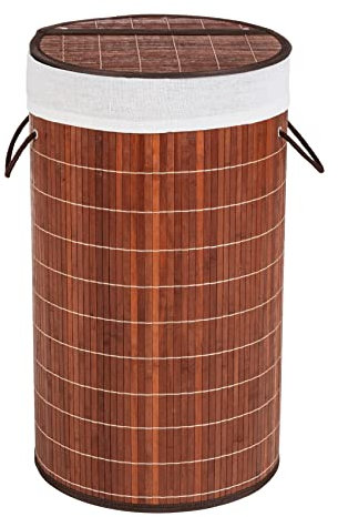 WENKO Wäschetruhe Bamboo Dunkelbraun - Wäschekorb, mit Wäschesack Fassungsvermögen: 55 l, Bambus, 35 x 60 x 35 cm, Dunkelbraun