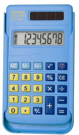 Aurora HC106 Handheld Calculator (Solar Powered and Hard Case)