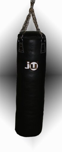 Ju-Sports Boxsack hängend Goldline Ø 35cm I Boxsack gefüllt aus Leder für Box Training I Sehr stabil mit Kette + Drehwirbel, Kette verdreht Sich Nicht I Größe: 150 cm
