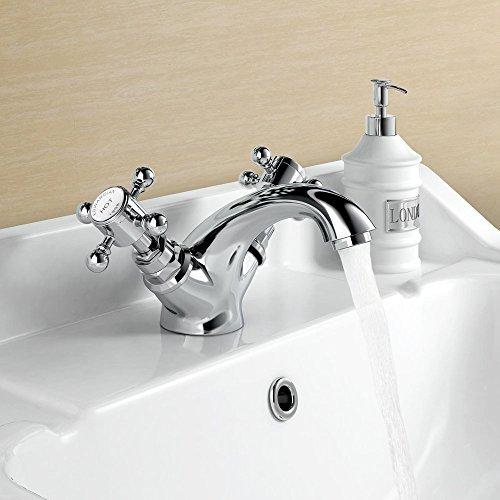 Home Standard Clyde Traditional Mono Hot and Cold Basin Mixer Tap Chrome Ball Cross Head Singe Faucet