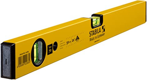 STABILA Wasserwaage Type 70, 50 cm, leichtes Alu-Profil, 1 Horizontal-Libelle, 1 Vertikal-Libelle, Made in Germany