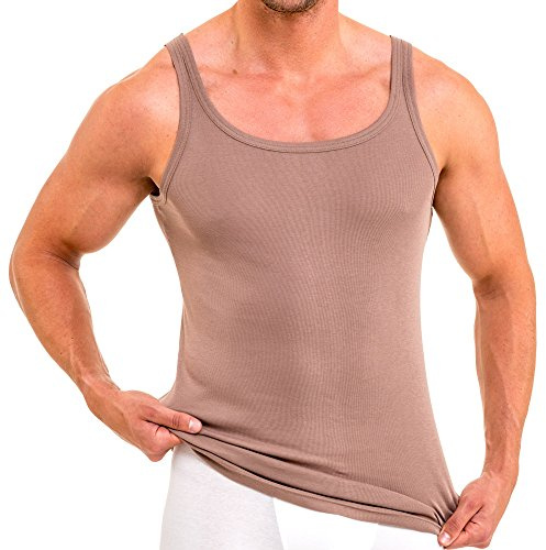 HERMKO 16000 Herren Unterhemd aus weichem Baumwolle/Modal, Größe:D 9 = EU 3XL, Farbe:Taupe