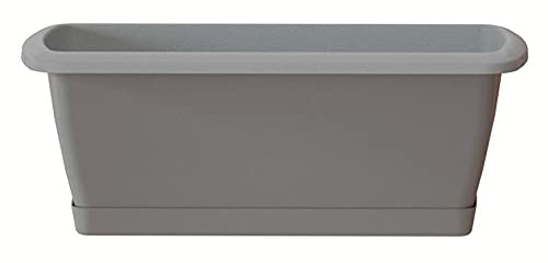 Respana-Pflanzgefäß mit Kunststoffträger in der Farbe Steingrau, 59 (Länge) x 18,4 (Breite) x 14,5 (Höhe) cm