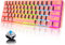 UrChoiceLtd Tastiera meccanica al 60% Tastiera Bluetooth cablata/wireless RGB Arcobaleno retroilluminato a LED USB Type-C Tastiera da gioco impermeabile Tasti anti-ghosting (rosso/Interruttore blu)