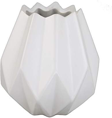 GMMH Pastel Tischvase Vase Blumentopf Origami Design Keramik (weiß 14 cm Hoch)