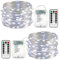 Qedertek Lichterkette Außen Batterie - 2 Stück 100 LED Silberdraht Micro Lichterkette Wasserdicht 10M Lichterkette Weihnachtsbaum Weiß mit Fernbedienung für Außen Innen Garten Hochzeit Balkon