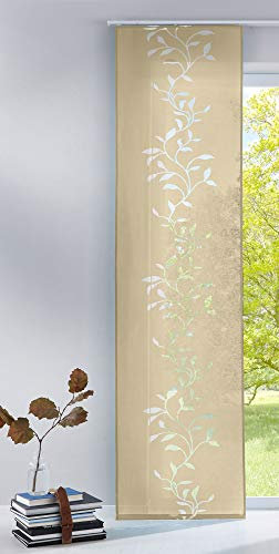 Gardinenbox Moderner Flächenvorhang Schiebegardine aus hochwertigem Ausbrenner-Stoff mit Klettband, Sand Tendril, 2 Stück 245x60 (HxB), 856100