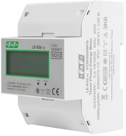 3-Phasen Stromzähler MID Drehstromzähler Zähler LE-03d F&F 2365