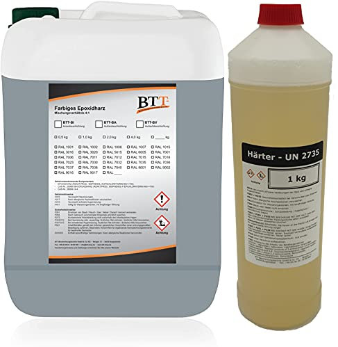 BTT-BI Epoxidharz Bodenbeschichtung RAL 7001 für 25m² Innen Fliesenlack Betonfarbe Industrieboden Garagenfarbe Kellerfarbe Wohnraum Gießharz Epoxy