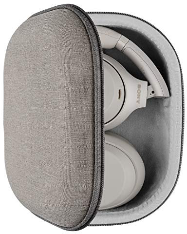 Geekria Shield Headphones Case Compatible with Sony WH-XB910N, WH-XB900N, MDR-1000X, Replacement Hard Shell Travel Carrying Bag with Cable Storage (Light Brown)