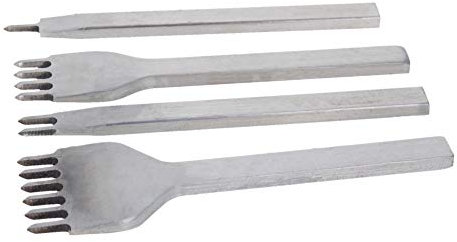 Utoolmart 5mm Leathercraft 1/2/4/6 Prong Diamond Chisel Leather Craft Tool Hole Punches Lacing Stitching Punch Tool Hand Working Hole DIY 1pcs