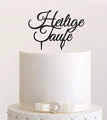 Cake Topper Acryl/Holz heilige Taufe, Topper, Caketopper, Einstecker, Stecker, Torte, Kuchen, Tortenstecker (Schwarz) Art.Nr 5355