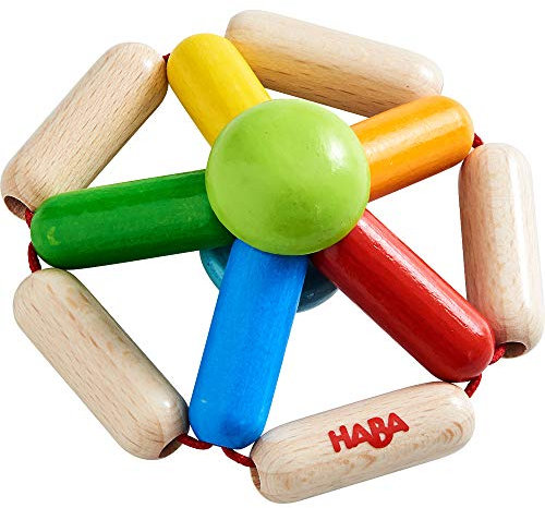 HABA 305578 - Greifling Farbendreh, Babyspielzeug ab 6 Monaten aus Holz zum Training der Motorik und Stimulation der Wahrnehmung