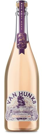 Van Hunks Cap Classique Brut Rosé Sparkling Wine | Bottle-Fermented | Pinot Noir, Chardonnay & Pinotage | 12% ABV | Crisp Finish, Fine Bubbles & Fresh Red Berries | 750ml