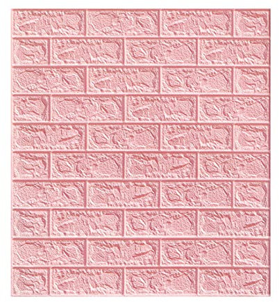 Akkem 3D tuile Brique Mur Autocollant Auto-adhésif Mousse imperméable Papier Peint,3D Brique Stickers muraux,Auto-adhésif Mousse polyéthylène Papier Peint Amovible, Rose