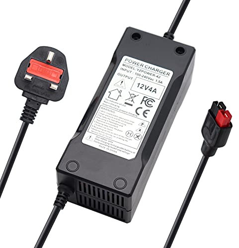 xiixtoo 12v 4 Amp Battery Charger - Red/Black Anderson/TorberryConnector - Suitable for MotoCaddyGolf Trolleys Using A 12v Lead-Acid SLA GEL AGM Battery