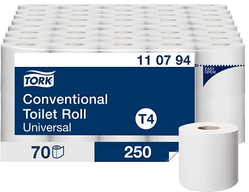 Tork weiches Kleinrollen Toilettenpapier Weiß T4, Universal, 2-lagig, 70 × 250 Blätter, 110794