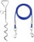 10ft Dog Tie Out Cable with 15 Spiral Ground Stake Spike for Small to Medium Dogs Up to 60 lbs for Playing, Camping，Outdoor, Yard and Backyard in Ground (Blue)